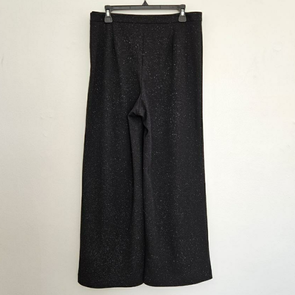 Talbots Black Glitter Sparkle Wide-Leg Pants 12 - Picture 3 of 10